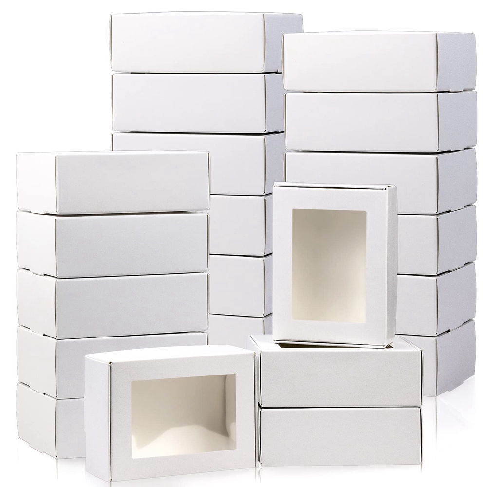 Custom Logo Folding Soap Packaging Box with Clear Window White Kraft Paper Material