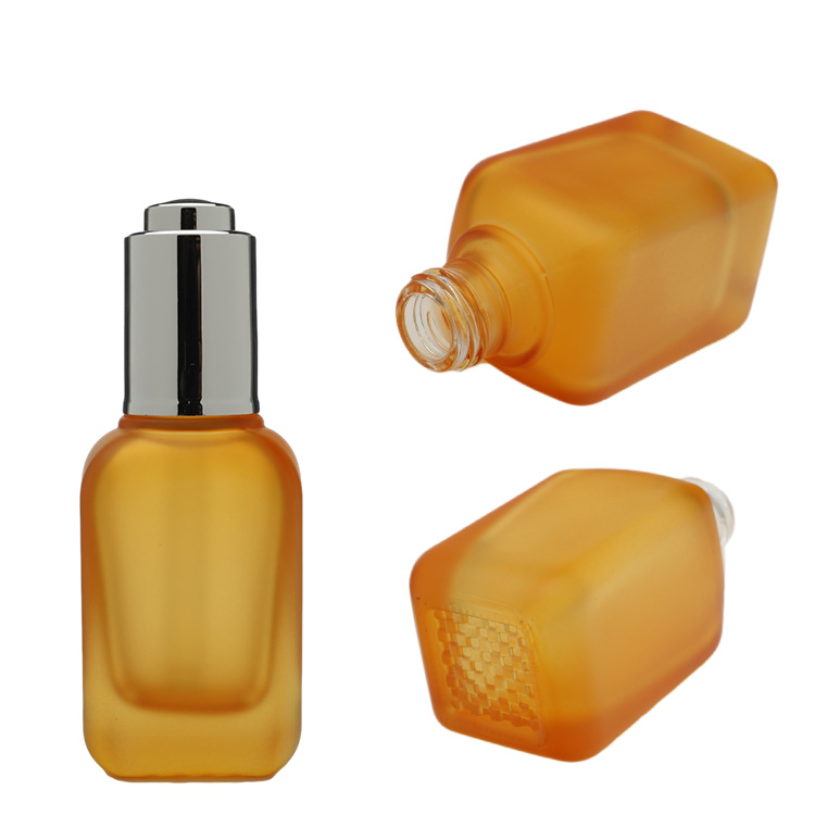 Frosted 70-120g Serum Dropper Bottles 50ml Square Glass Bottles