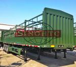 Steel Side Bar Fence Animal Transport Trailer , 50T 3 Axle Cattle Livestock