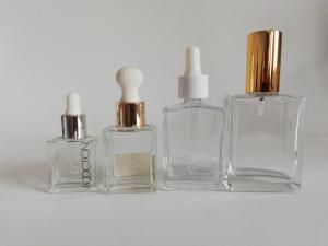 Quality Luxury Square Cosmetic Bottles , Durable Frosted Glass Cosmetic Bottles wholesale