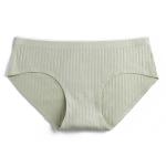 Plain Dyed Seamless Cotton Boyshorts Knitted Laser Cut Briefs Middle Waist
