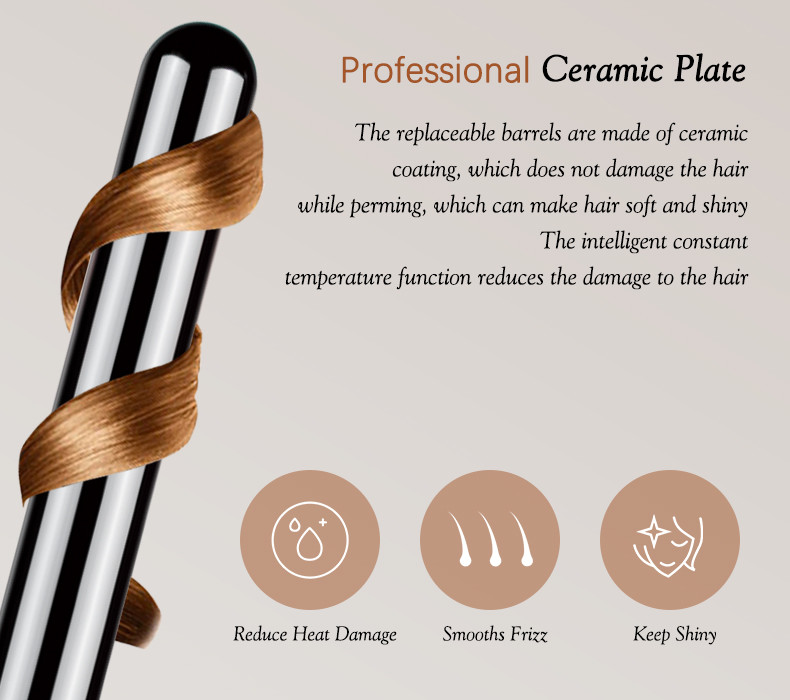 Professional Interchangeable Hair Curler Wand Set With Ceramic Barrels