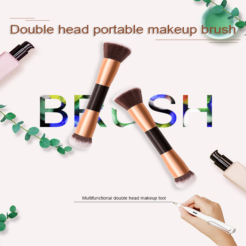 152cm Length ISO9001 Double Headed Makeup Brush Gold Handle Synthetic