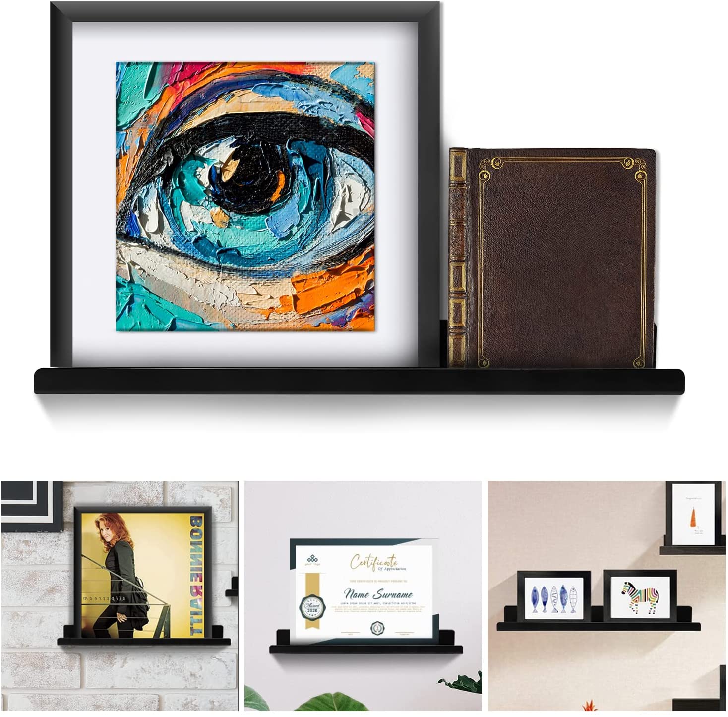 Metal Vinyl Record Shelf Wall Mount Decor Standard Design for Music Records Collector