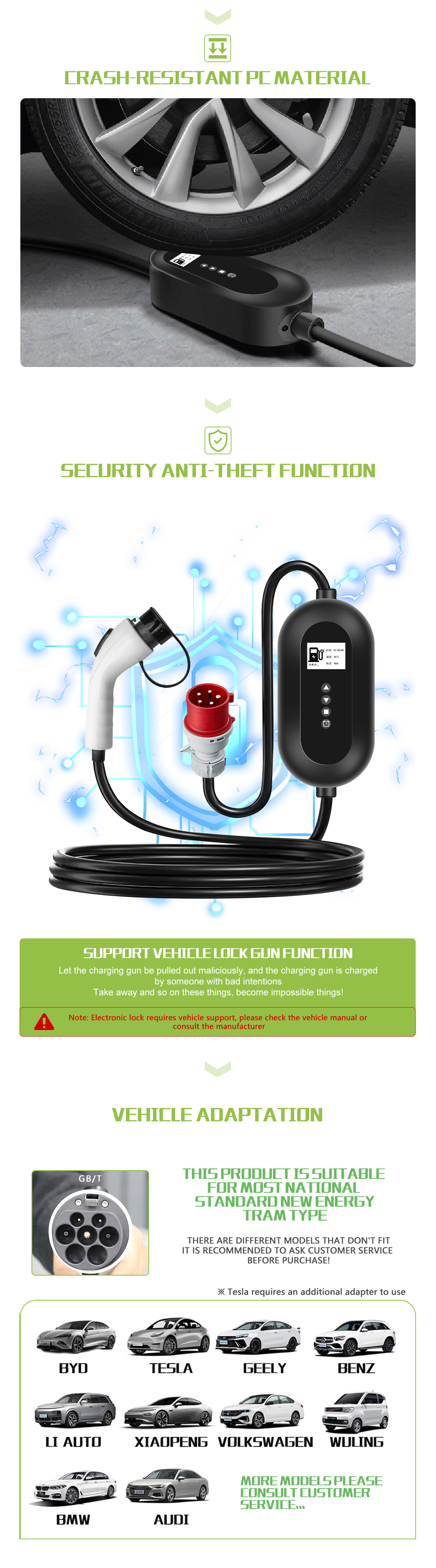 22kW Electric Car Charger Portable 32A Three-Phase AC Charging Station for Electric Vehicles E-mingze GB/T Condition