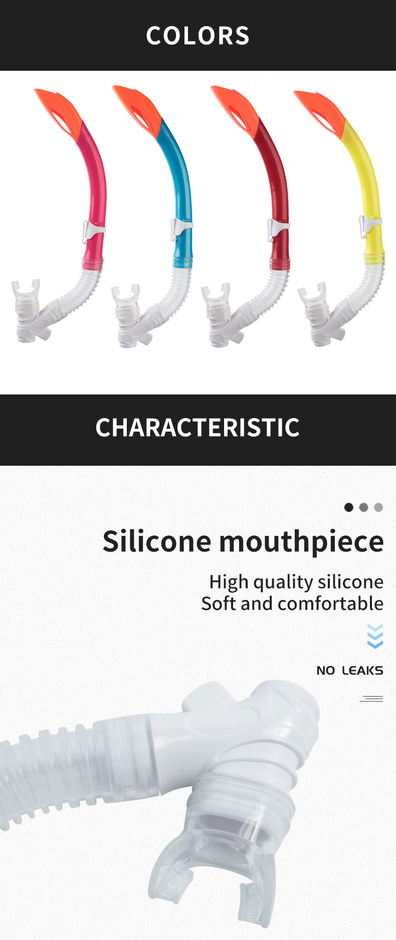 Silicone PVC Mouthpiece Breathing Snorkel Scuba Diving Tube Equipment Semi Dry