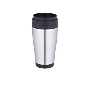 Quality 14oz Outer steel inner PP travel mug non-leak screwing lid slip to drink coffee mug wholesale