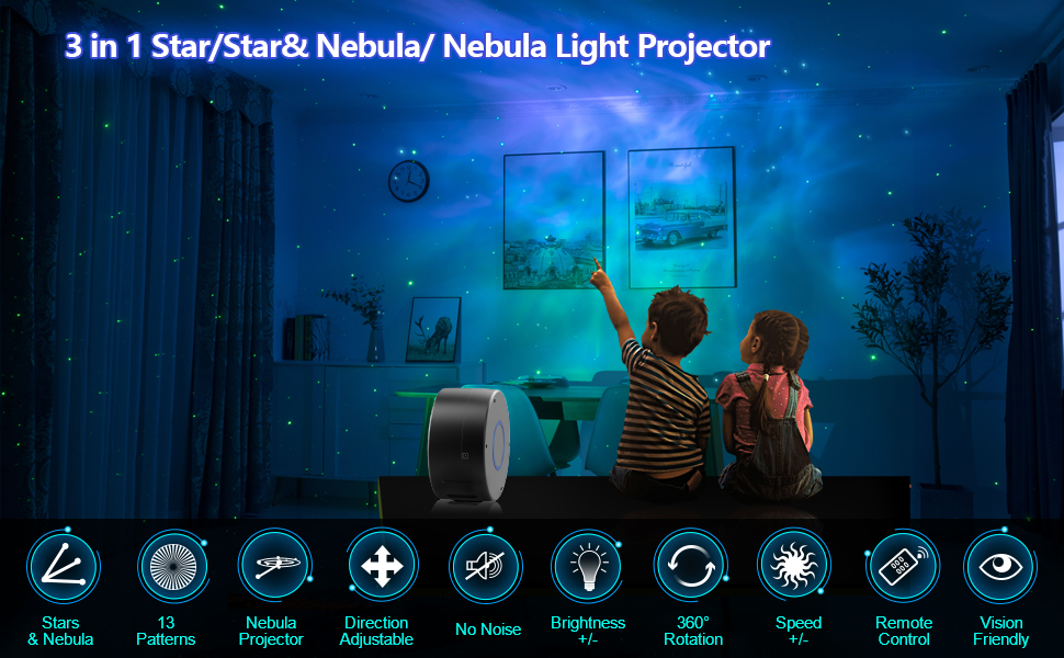Smart App Sound Activated Music Rhythm Star Projector Light For Adults Kids Christmas Night Light Gift