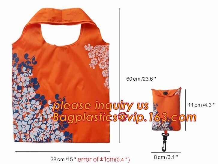 Recycled Foldable Nylon Polyester Tote Bag with logos polyester shopping bag Custom advertising handle non woven bag PAC