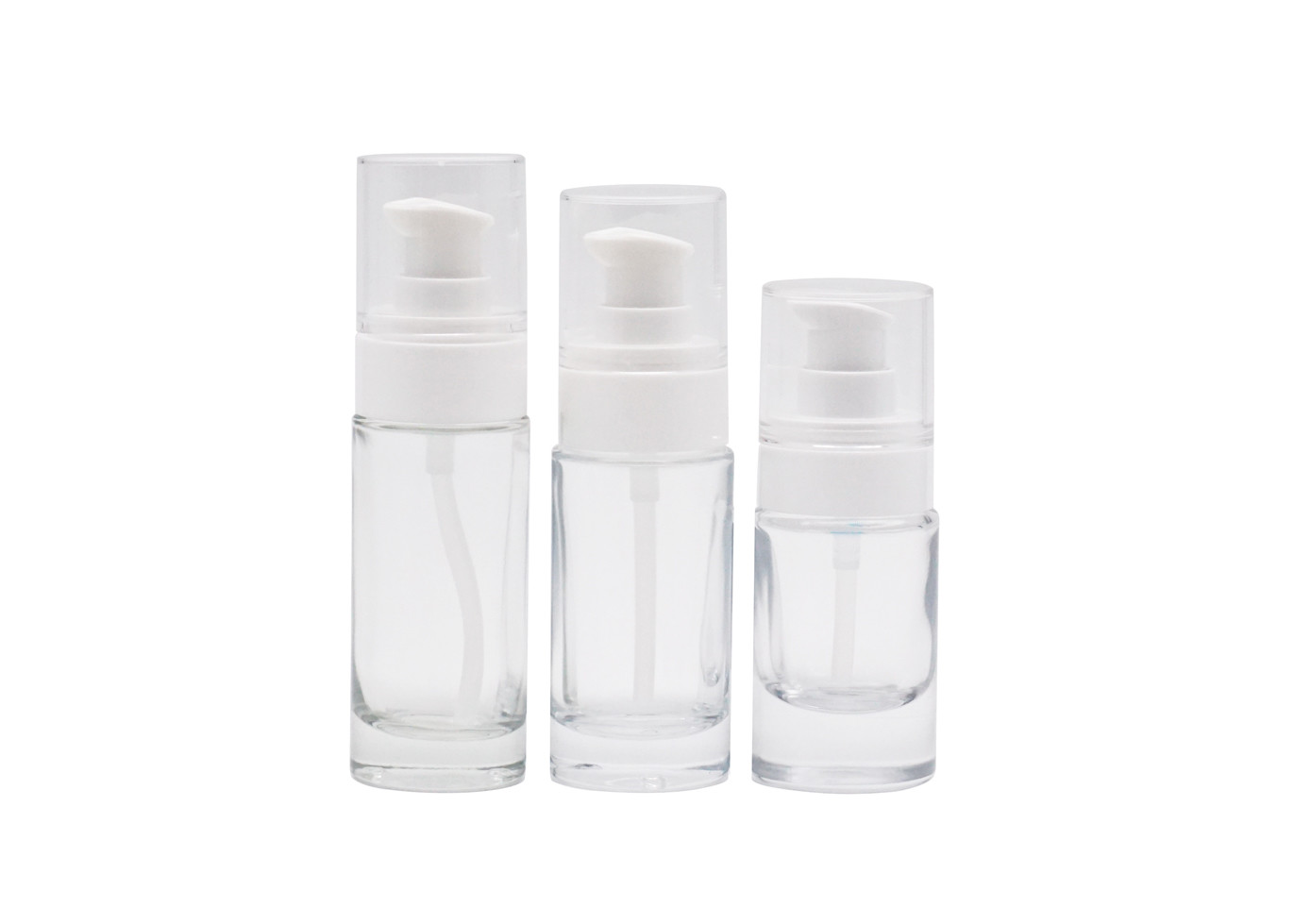 Round Cream Glass Bottle Lotion Pump Round 30ml Empty Cosmetic