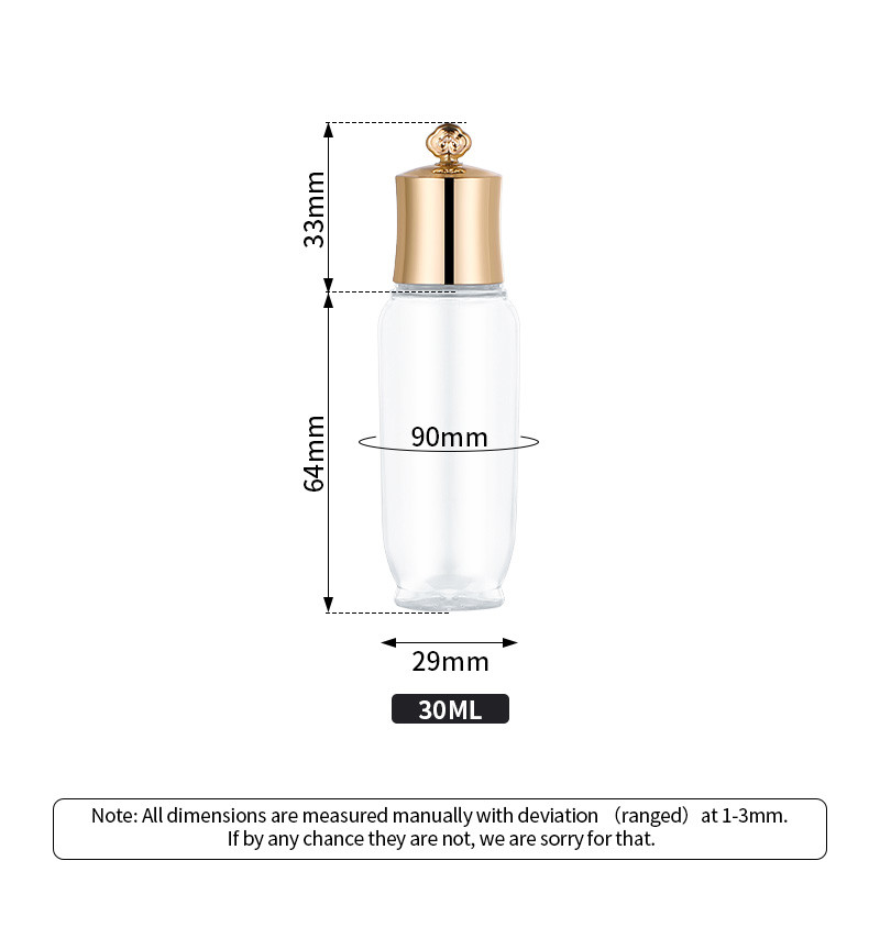 Frosted Gold Empty Travel Bottle Set 30ml capacity for Toner