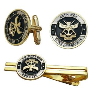 Quality Custom Cufflink Tie Clips Set Soft Enamel Color For Men'S Suit Shirt wholesale