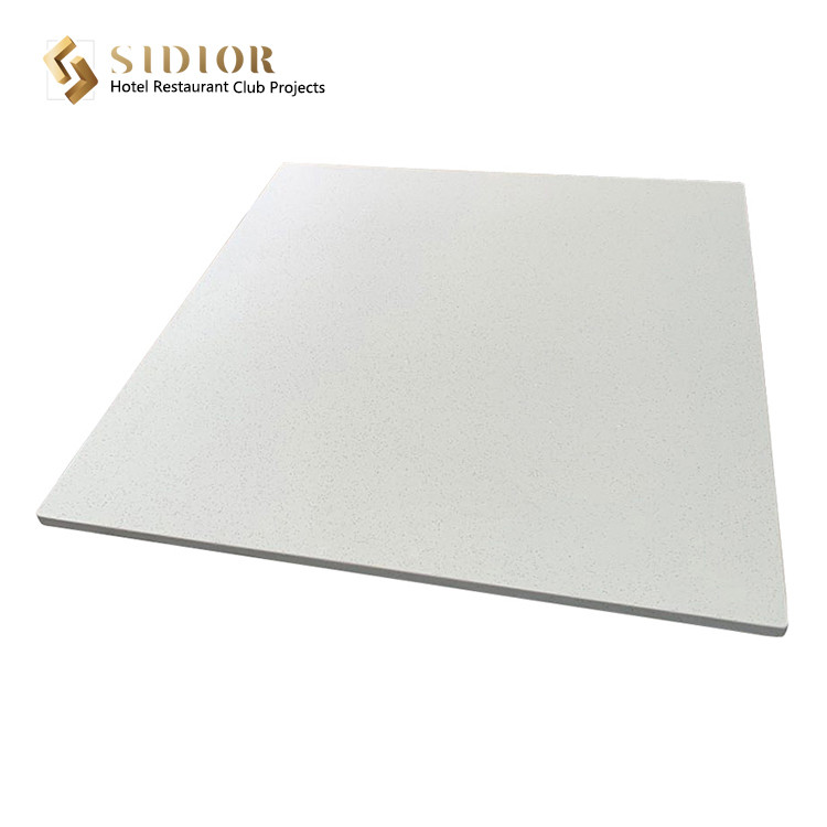 Canteen Dinning Desk, Restaurant Table Desk, Buffet Dinning Table, Man Made Marble Top, Powder Coated Base