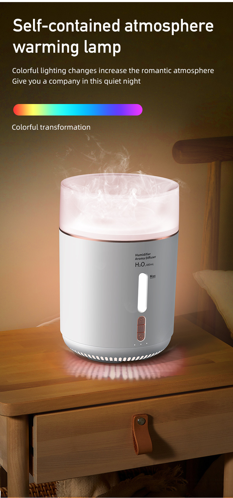 HOMEFISH H2O Cloud Mist Air Jellyfish Humidifiers Room Aroma Oil Diffuser 480ml