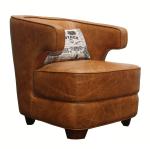 Brown living room armchairs Antique Real Leather Armchairs With Cushion
