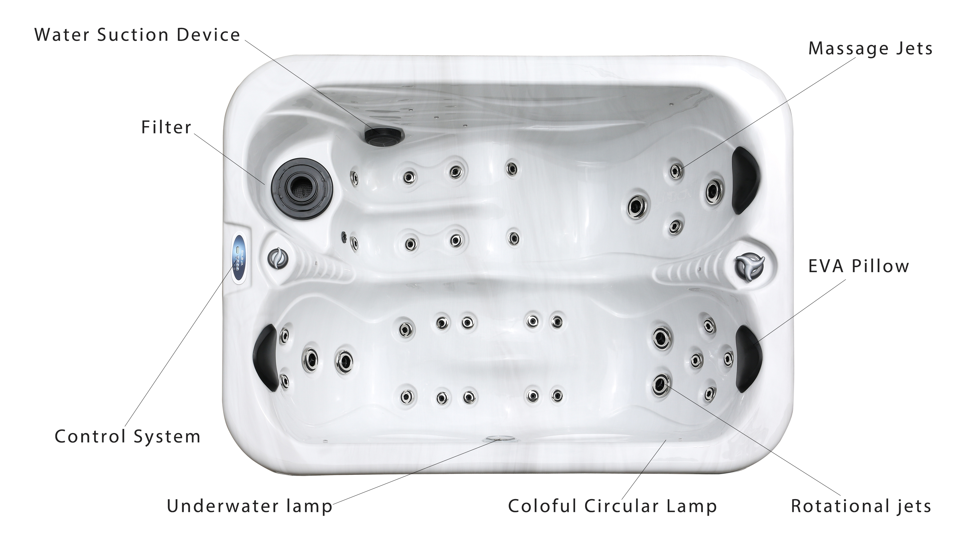 New Style Outdoor Whirlpools Spa Hot Tub With Reversible Lounge