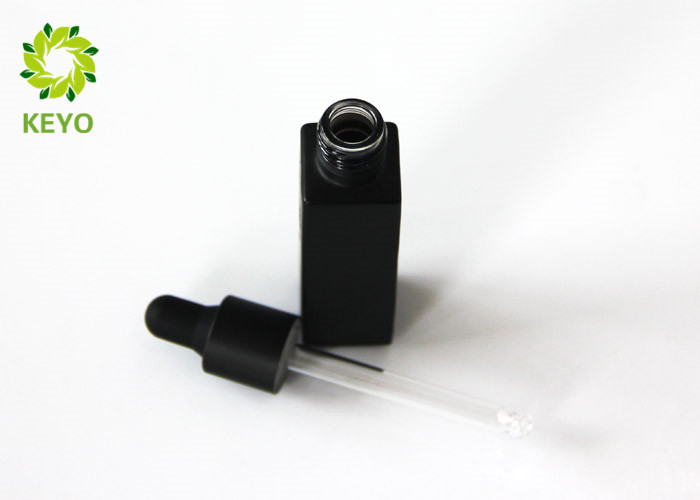 10ml Matte Black Glass Dropper Bottles Square Shape For CBD Essential Oil