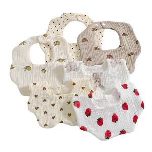 Quality Custom Print Washable Cute Cartoon Floral 100% Cotton New Born Baby Drool Bibs wholesale
