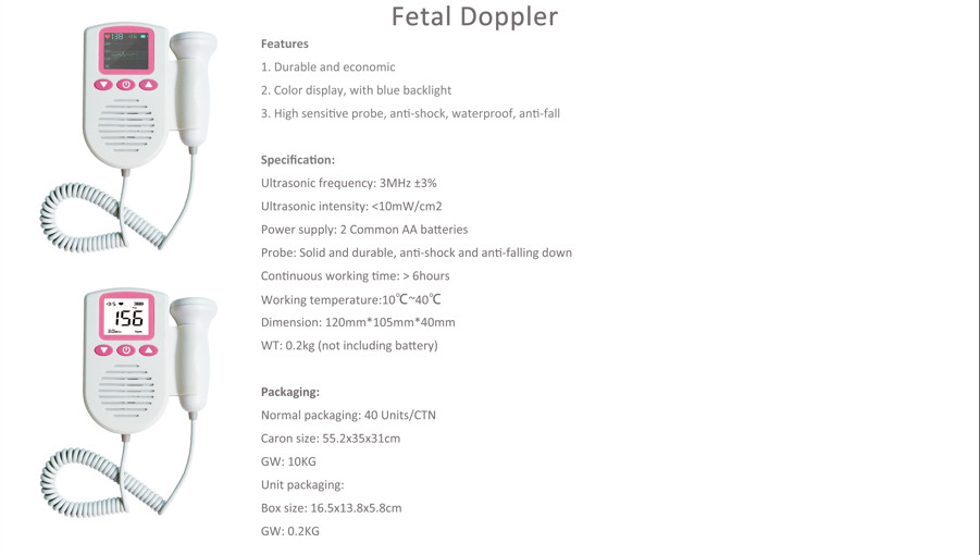 No Radiation Home Pregnancy Doppler Fetal Heart Rate Monitor LCD Display