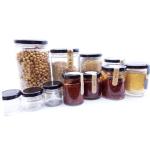 Eco 25ml 50ml Jam Glass Preserve Jars Clear Glass Canisters With Black Lids