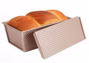 Quality RK Bakeware China Foodservice NSF Gold Nonstick Aluminum Loaf Pans Corrugated Loaf Pan Bread Tin Loaf Bread Pan wholesale