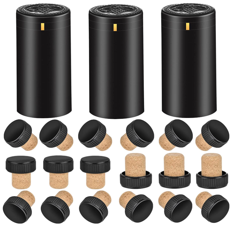 Matte Black PVC Heat Shrink Capsules For Wine Bottle Cork Clear Bottle Stopper