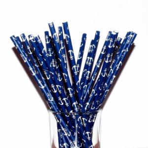 Quality Artifacts Decorative Blue Striped Paper Drinking Straws wholesale