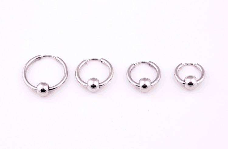 Hoop Earrings Stainless Steel Punk Men Earrings Ball Pendant Circle Ring Earring Piercing Jewelry Earrings Christmas Gif