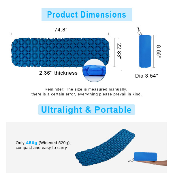 Waterproof Outdoor Sleeping Pad Portable Hiking Sleeping Mat For Tent