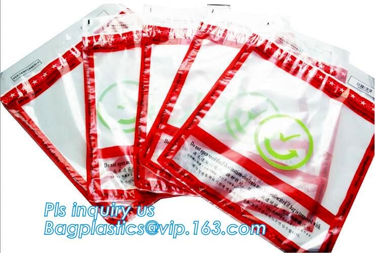 Opaque Tamper Evident Sealing Plastic Bank Money Steb Security Bag / Custom Self Adhesive Plastic Courier Bag, bagease