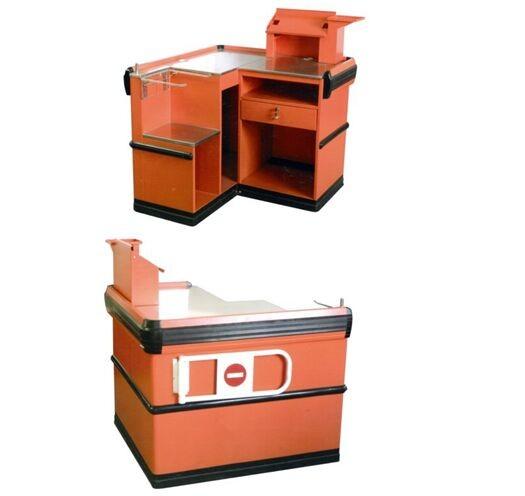 Multifunction Supermarket Cashier Desk Table , Glossy Stainless Steel Checkout
