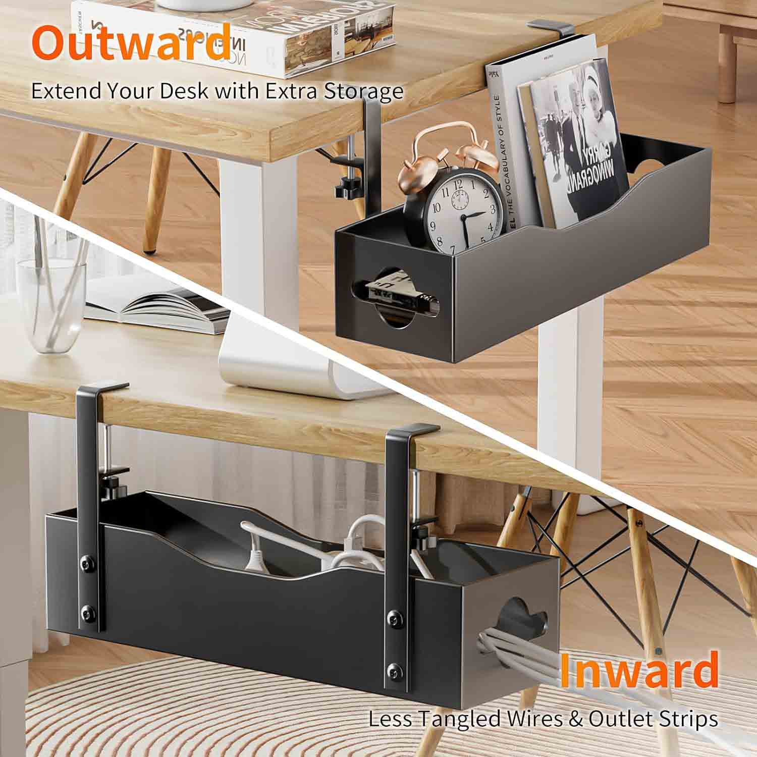 ISO9001 Rohs CE Certified Cable Management Under Desk No Drill and Carbon Steel Clamp