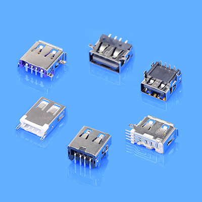 Alinta USB 2.0 Offset Type PCB Mount DIP USB Connector 1.9H Stainless Steel Shell