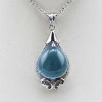 Fashion 12mmx15mm Pear Blue Cubic Zircon Pendant Necklace (PSJ0398)