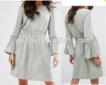 Professional clothing factory custom women v neck flared cuffs plus size dress