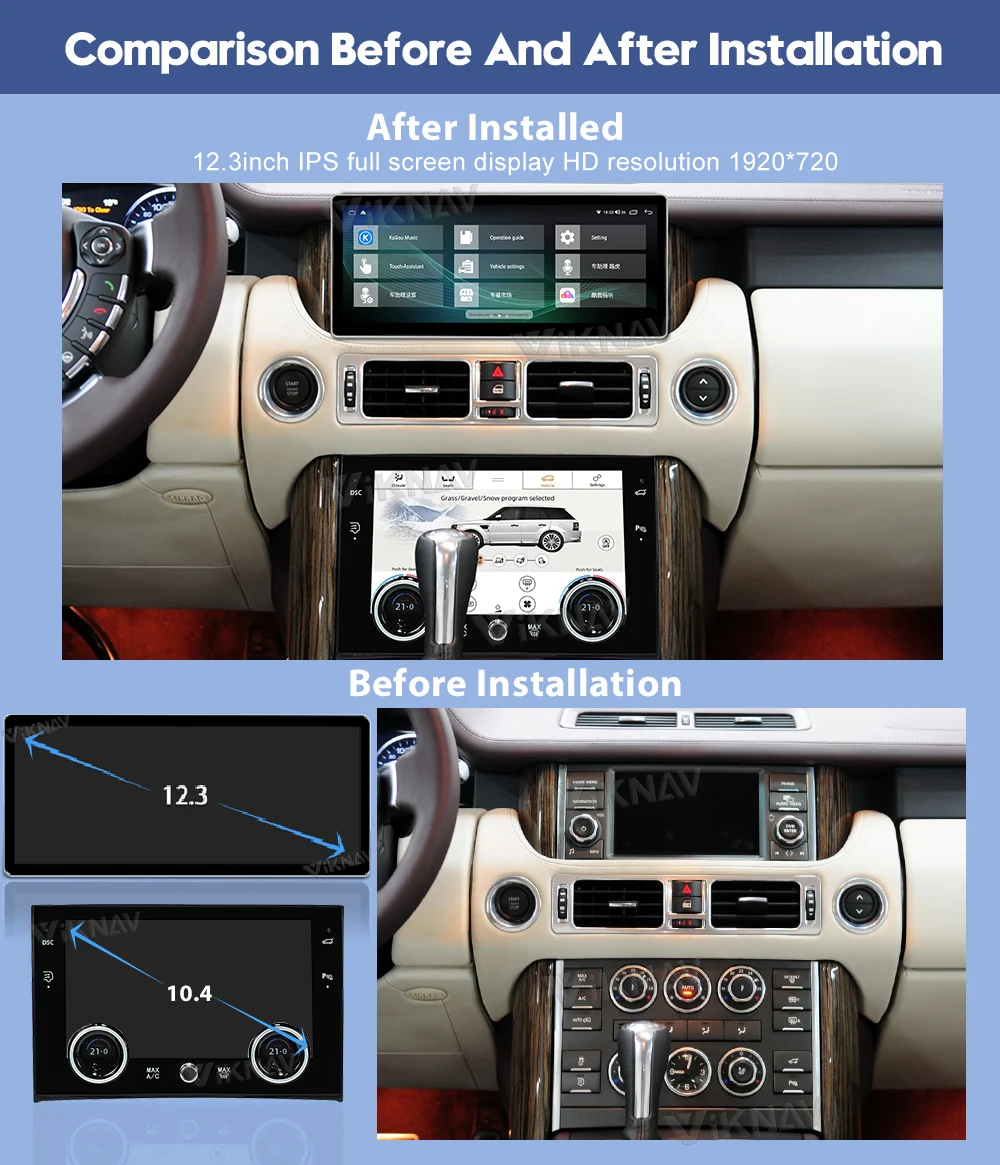 12.3inch Car Radio For Land Range Rover Vogue V8 L322 2002-2012 Touch Screen GPS Navigation Multimedia Stereo Player