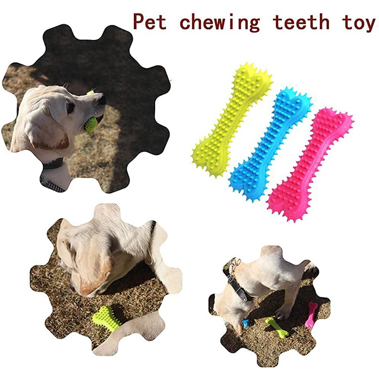 Dogs Pet Durable Rubber Molar Bone Shape Toothbrush Stick Clean Treat Dog Bit Chew Toy