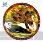Villa Farmhouse Stained Glass Custom Size Circular Traditional