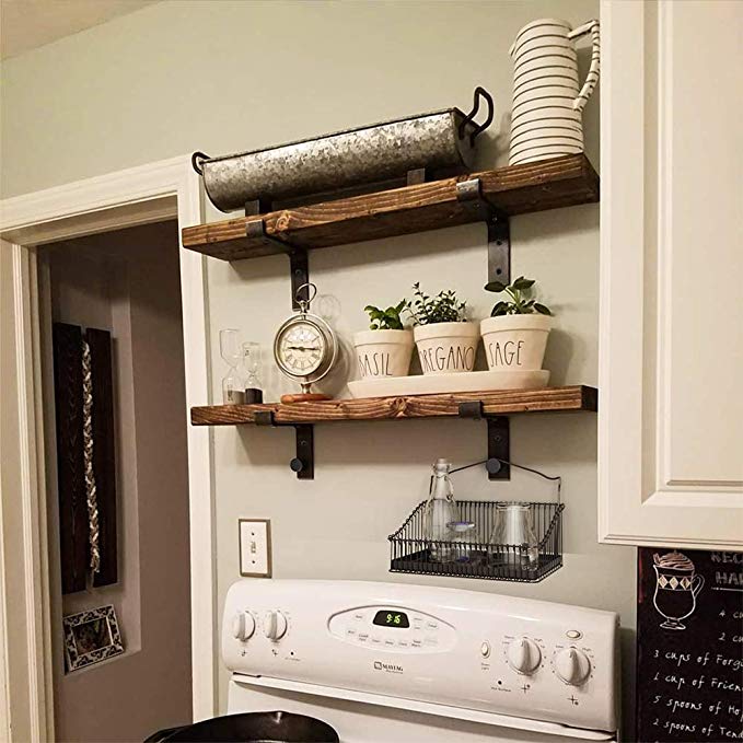 Black Heavy Duty Steel Adjustable Angle Metal Wall Mount Floating Shelf Bracket 6''*7.25''*1.5