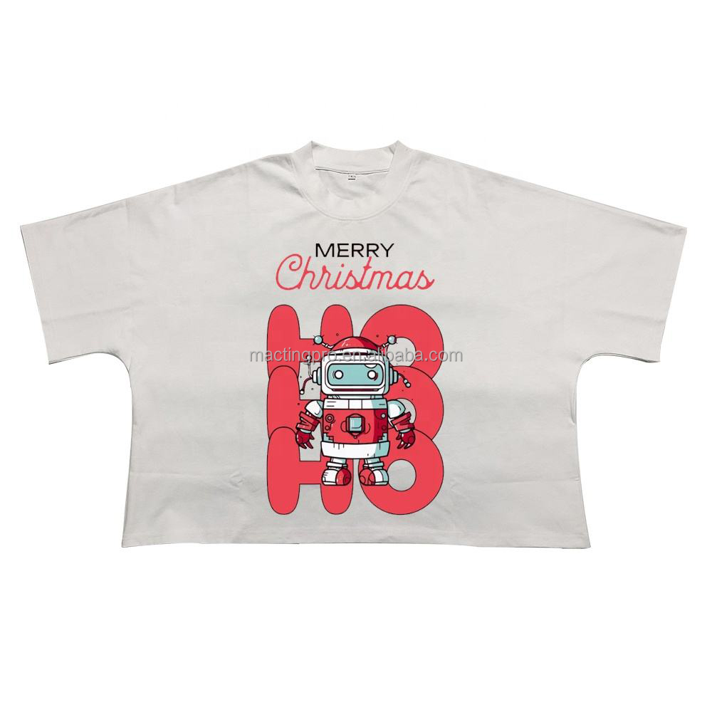 Custom DTG Print Men's Cropped Mock Neck T-Shirt Oversized S-5XL Thick Cotton Box Tee