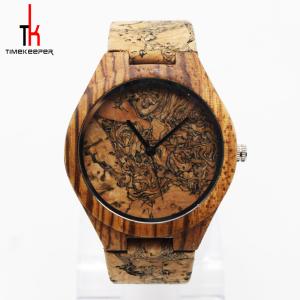 Quality Personalized Bamboo Watches Engraved Wooden Watches For Dad Cork Dial And Strap wholesale