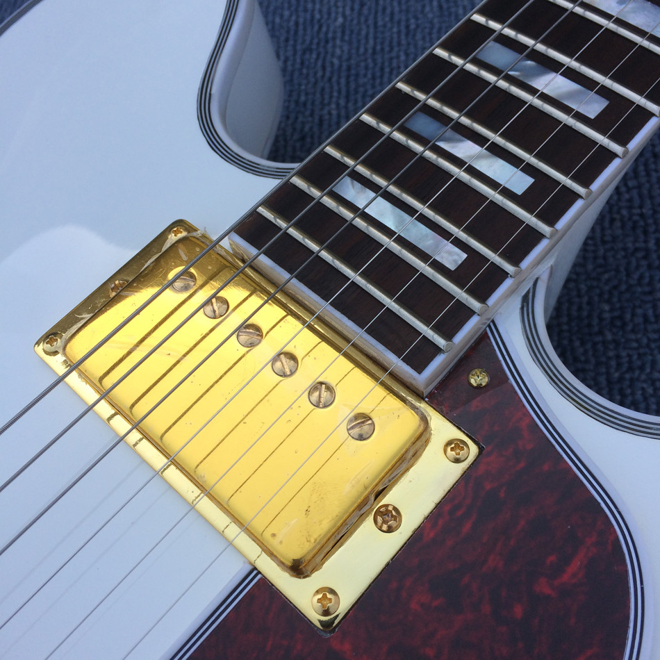 High quality hollow body jazz electric guitar,The White Guitar, the real abalone mother inlaid with the finger plate