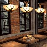 American Vintage Style Resin Antler Chandelier Ceiling Deer Horn Pendant Lights