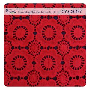 Quality Red Stretch Floral Embroidered Lace Fabric For Women Dress and Top wholesale