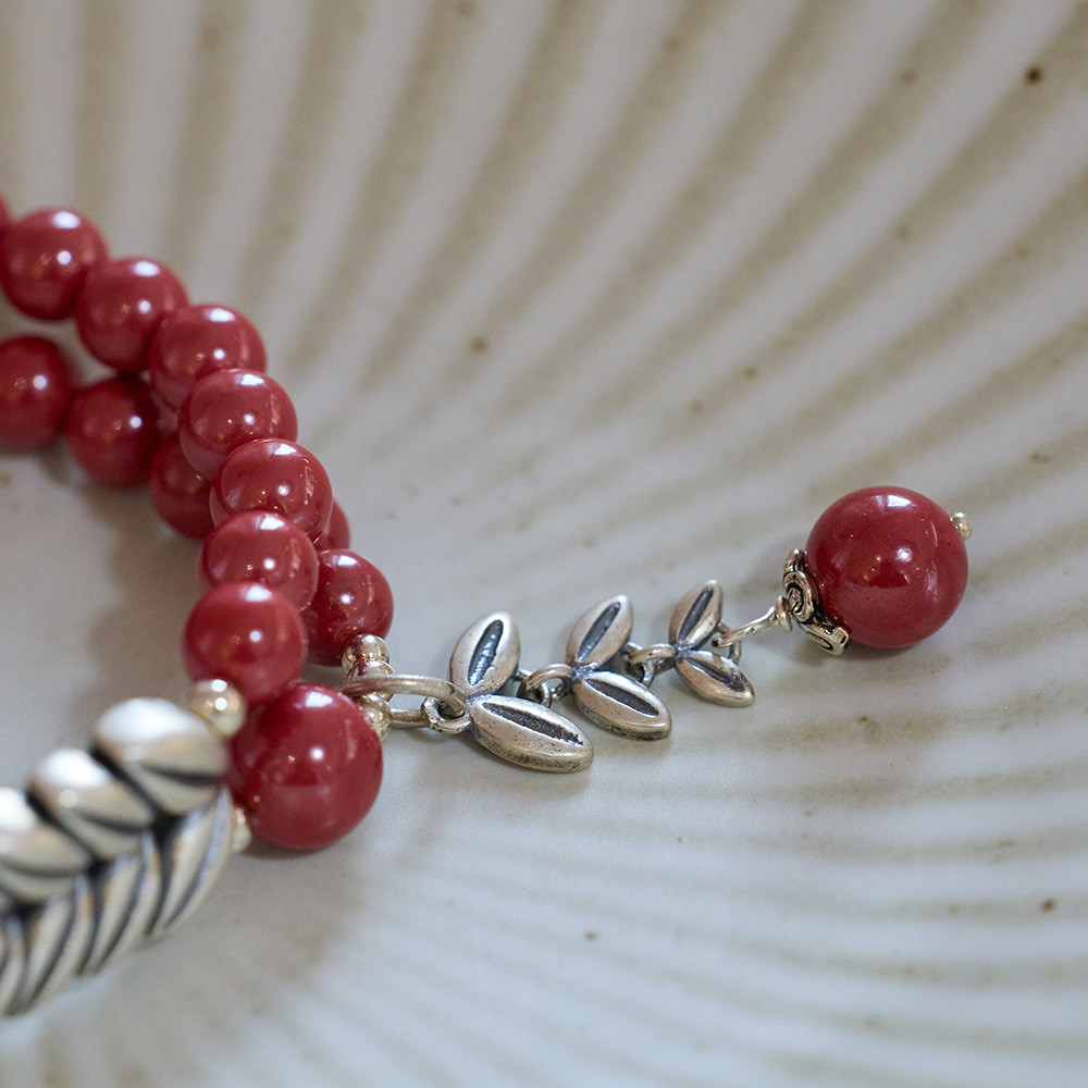 New Cinnabar Beads On Single Loop For Fashion Charm Bracelets Simple Design For Jewelry Crafts jasper Loose Natural Stone Beads Custom Red Cinnabar