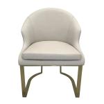 Eco Friendly Beige Leather Dining Chair Luxury Gold Stainless Steel Metal Frame