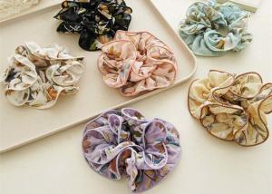 Quality Japan Korea chiffon floral lockrand edge scrunchies headdress ins pleated fabric hair accessories wholesale