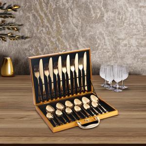 Quality Stainless Steel Hotel Wedding 24pcs Cutlery Set Luxury Gold Spoon and Fork Silverware wholesale