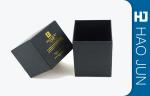 Matt Black Promotional Cosmetic Paper Boxes With Golden Hot Stamping