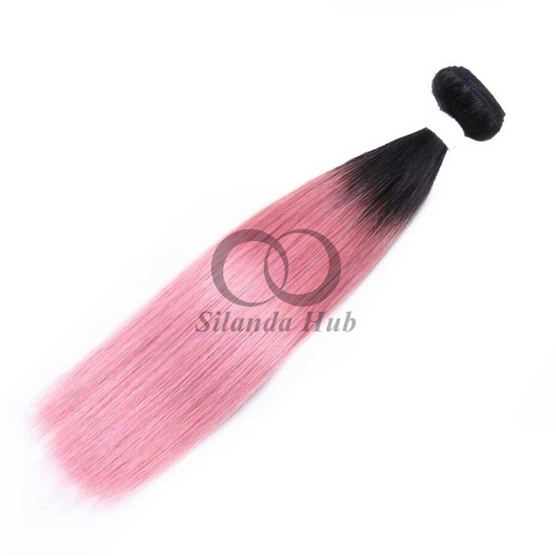 #T1B/Pink Straight Remy Human Hair Bundles Sew In Weave Bundles Brazilian Bundle Deals